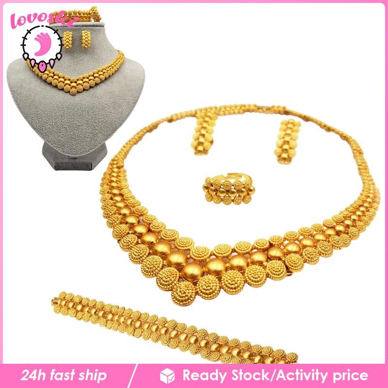 Bộ Vòng cổ + Bông Tai Đính Đá Lovoski Sang Trọng Cho Cô Dâu