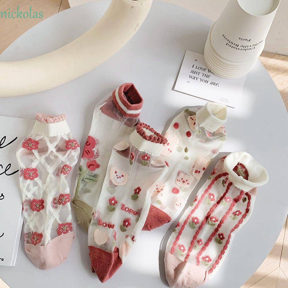 Vớ Lụa Màu Hồng Dễ Thương Phong Cách Lolita Cổ Điển Cho Nữ