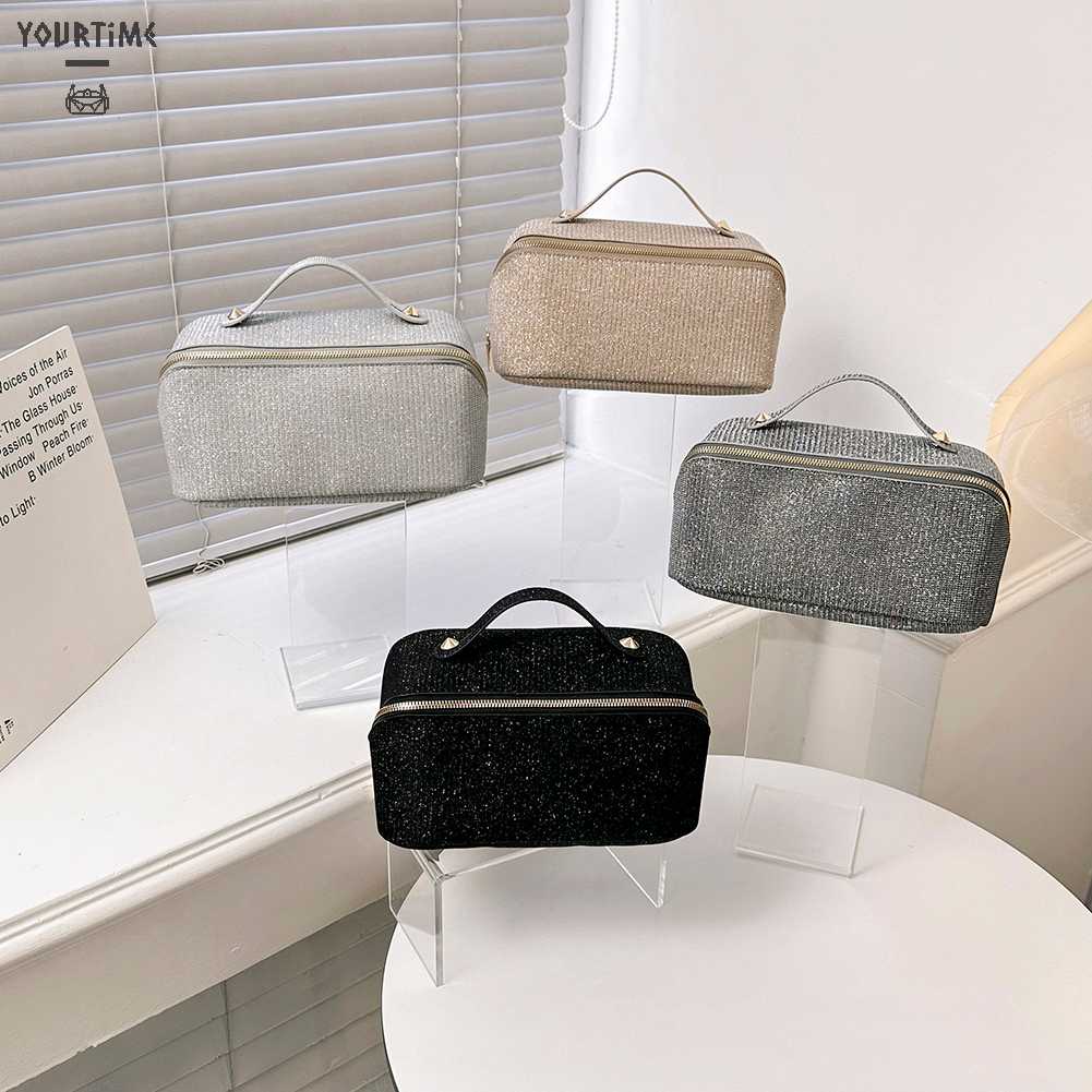 Túi Đựng Mỹ Phẩm Bằng PU Đính Đá Dung Tích Lớn Tiện Dụng