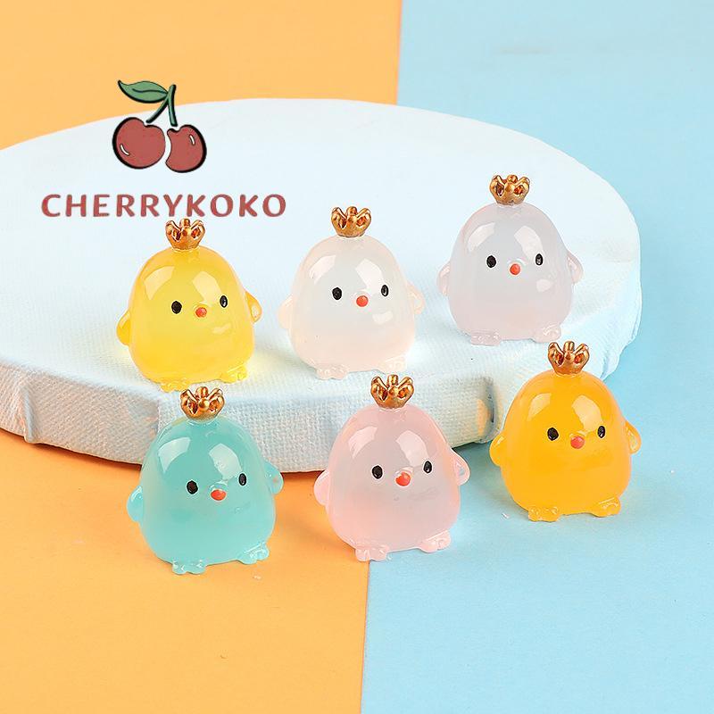 🍒🍒CHERRYKOKO Gà Con Đội Vương Miện Phát Sáng Trang Trí Phong Cảnh Dễ Thương