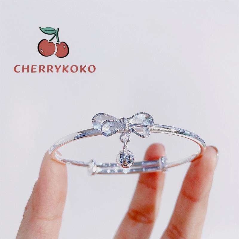 🍒🍒CHERRYKOKO Vòng Đeo Tay Bạc Đính Chuông Nơ Ngọt Ngào Dễ Thương Làm Quà Tặng Cho Bạn Gái/ Bạn Gái