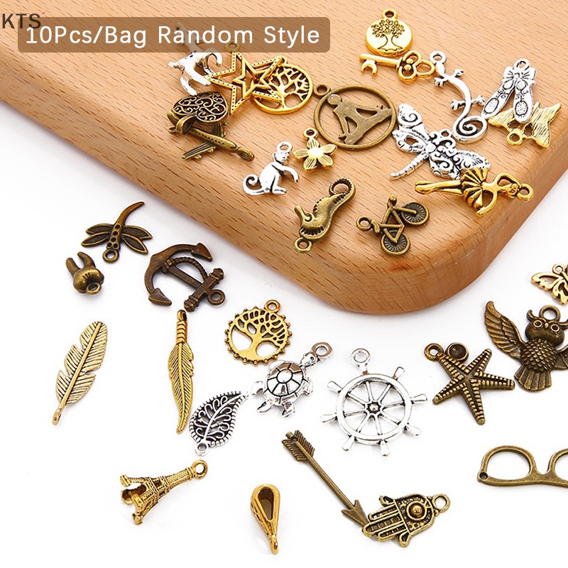 Set 10 Mặt Vòng cổ Kim Loại Vintage Tự Làm Trang Sức