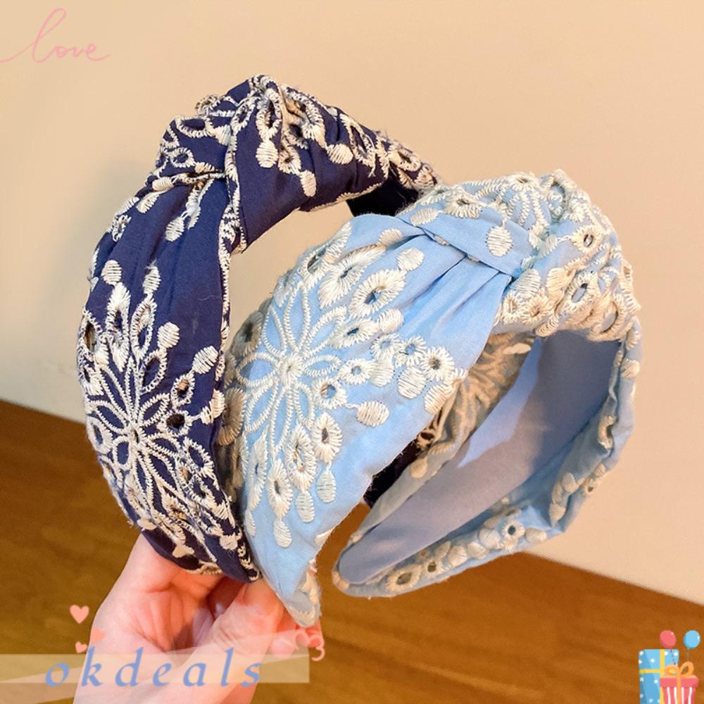 Băng Đô Cài Tóc Thêu Họa Tiết Xinh Xắn Cho Nữ