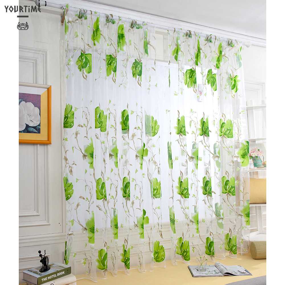 Rèm Cửa Vải Tuyn Họa Tiết Hoa Lớn Trang Trí Phòng Ngủ