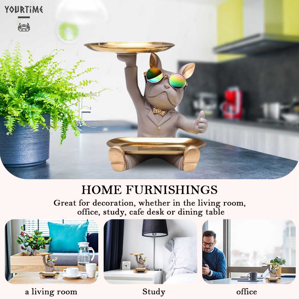 Hộp Đựng Vật Dụng Bằng Nhựa Resin Hình Chó Bull Trang Trí Bàn Phòng Khách