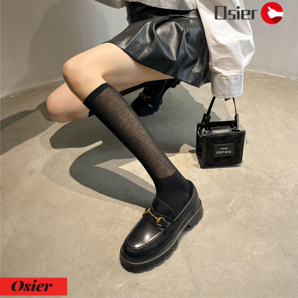OSIER1 Vớ Dài Qua Gối Siêu Mỏng Thoáng Khí Màu Trơn Thời Trang Mùa Hè