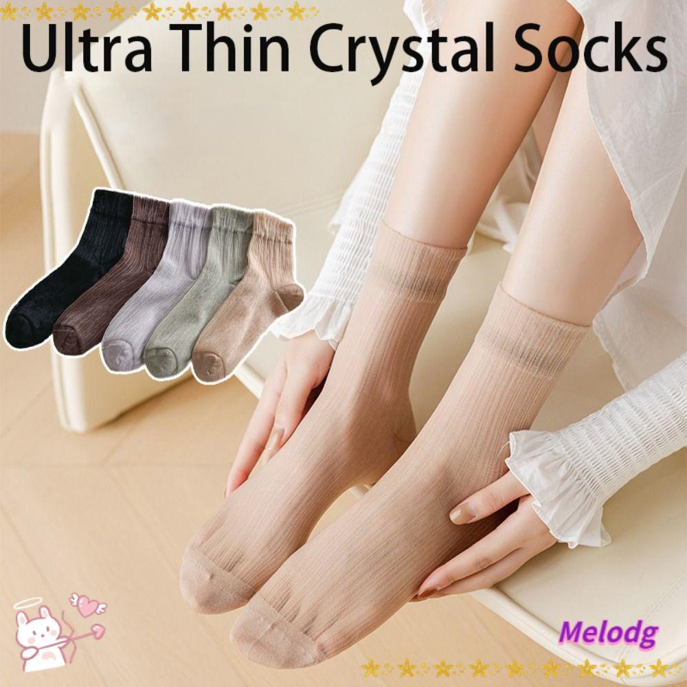 MELODG Set 5 Đôi Vớ Cổ Vừa Màu Sắc Ngọt Ngào Thời Trang Mùa Hè Cho Nữ