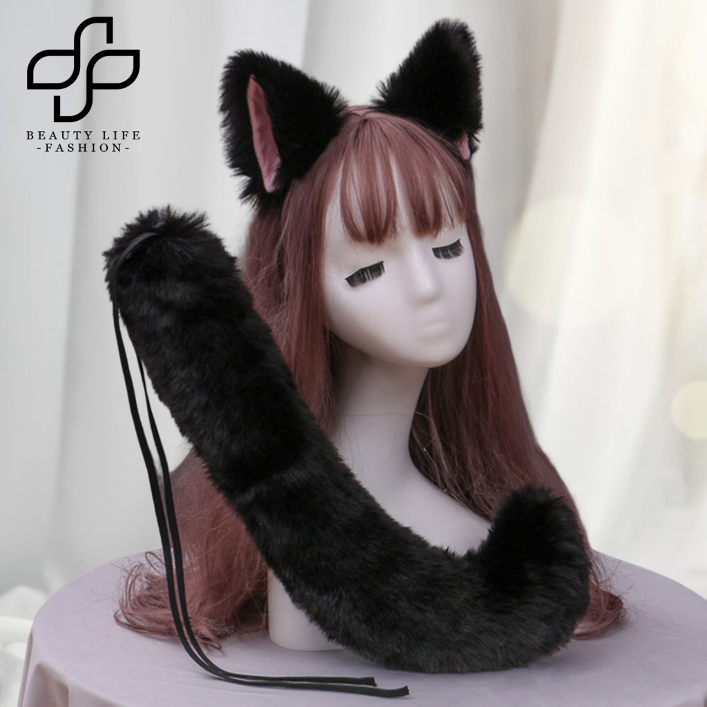 Bộ 2 Băng Đô Bông Màu Trơn Phong Cách Lolita Có Thể Điều Chỉnh Trang Trí Cho Hóa Trang