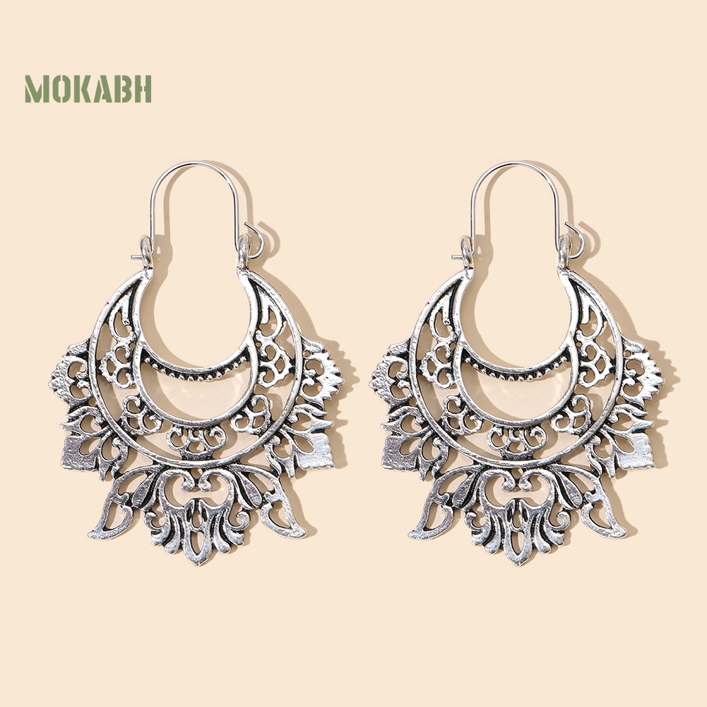 [Mok Abh] Bông Tai Nửa Vòng Cắt Rỗng Kiểu Dáng Vintage