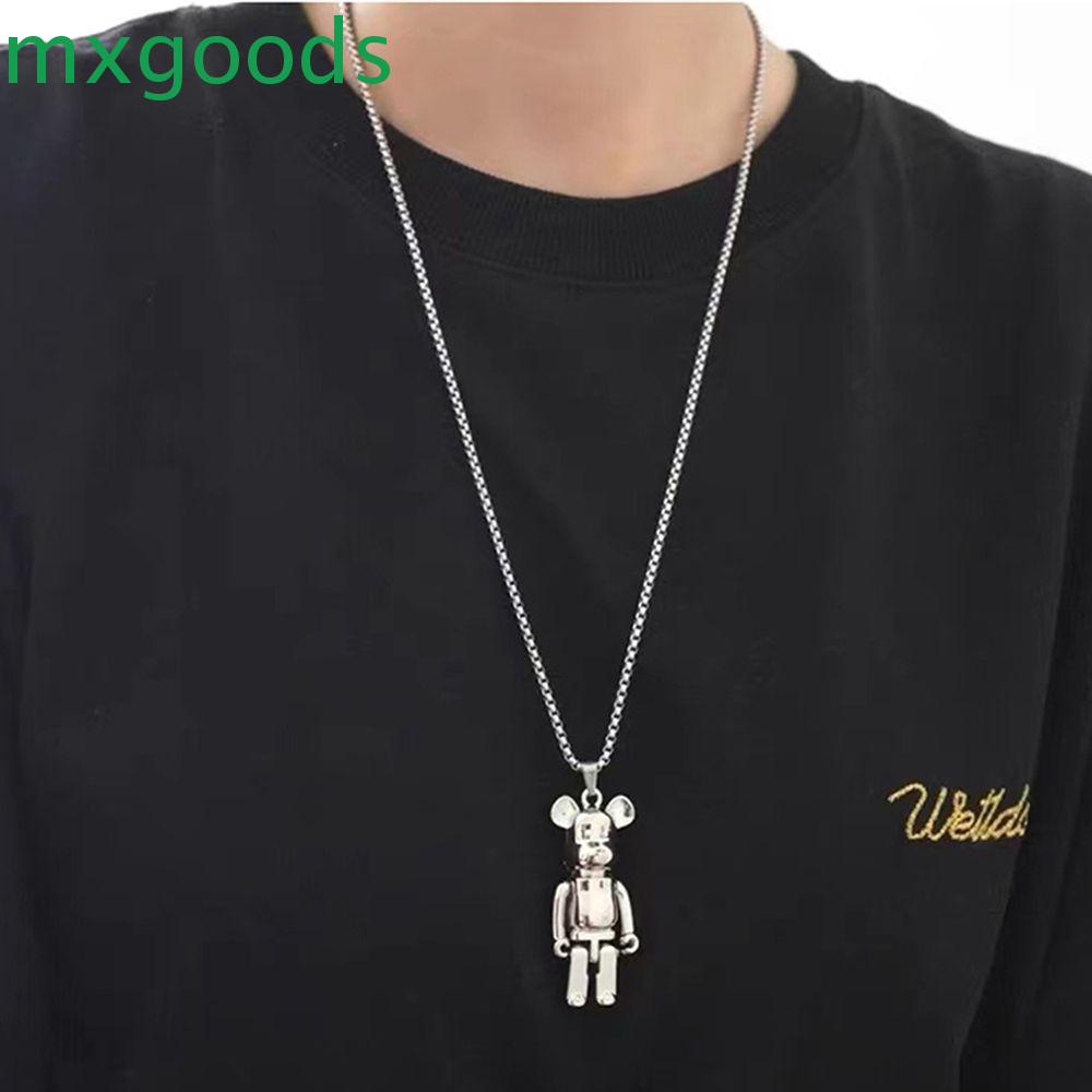 Mxgoods Vòng cổ Mặt Hình Gấu Violent Dễ Thương Có Thể Di Chuyển Cho Nữ|Dây Xích Kim Loại Họa Tiết Gấu Hoạt Hình Phong Cách Hàn Quốc