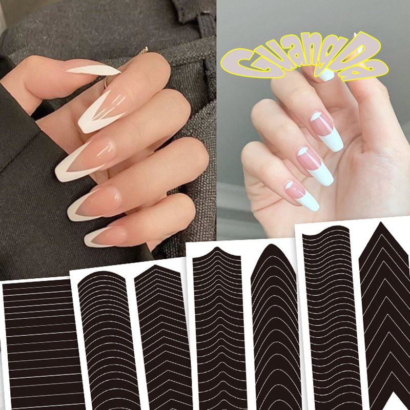 Miếng Dán Trang Trí Móng Tay Hình Chữ V DIY Thời Trang Dành Cho Nữ