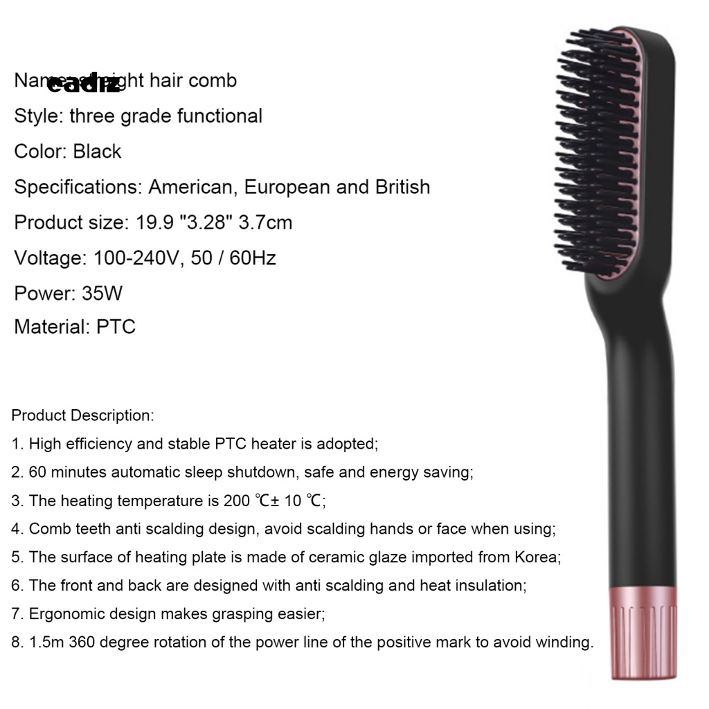 Lược Điện Chải Thẳng Râu Nhanh Chóng Chống Bỏng PTC Dành Cho Nam Giới