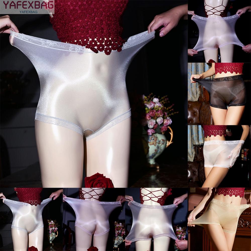Sexy Glossy Sheer Underwear Women's Shorts Boxer Panties See Through Silky Smooth