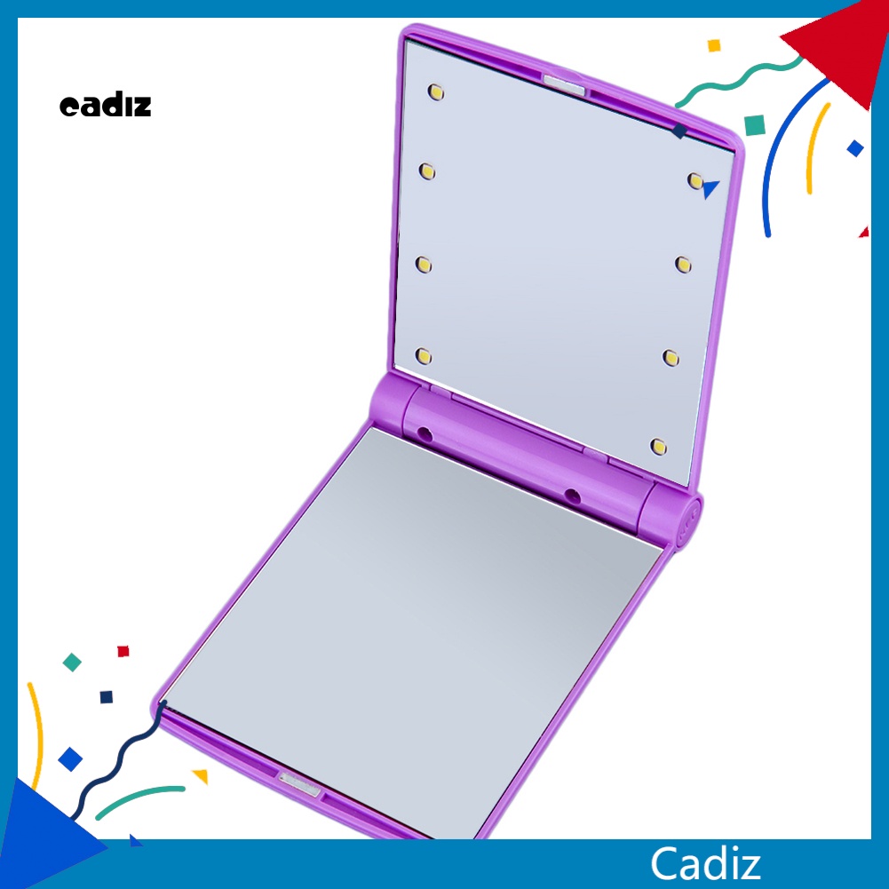 Gương Trang Điểm Gấp Gọn Bỏ Túi Gắn 8 Đèn LED