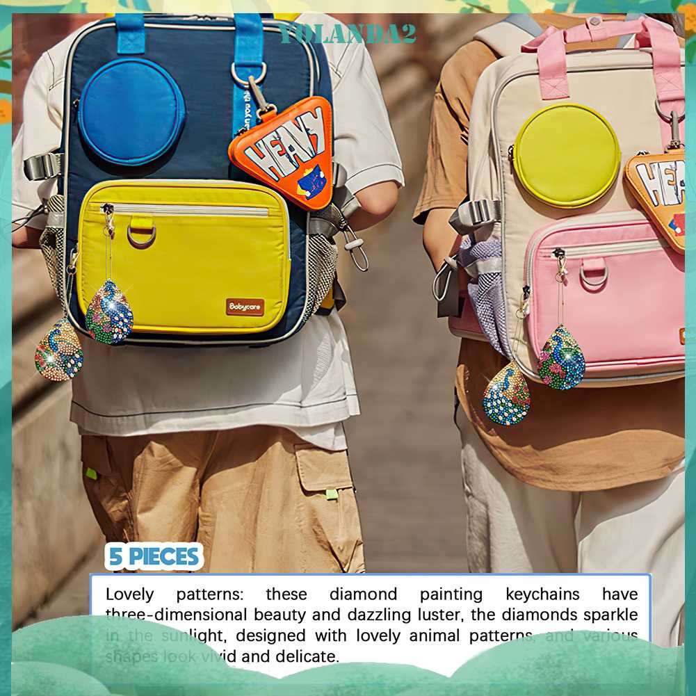 Set 6 Móc Khóa Hình Gấu Trúc Đính Đá 5D Tự Làm Dành Cho Người Mới Bắt Đầu