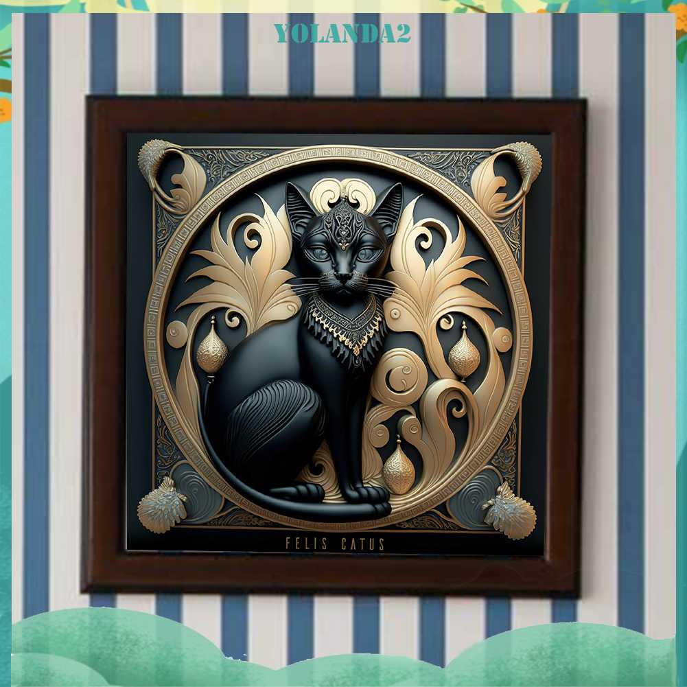 Tranh Đính Đá Kim Cương Toàn Bộ 5D DIY Hình Vẽ Mèo Trang Trí Nhà Cửa