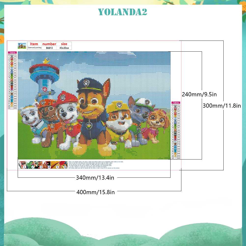 Bộ Tranh Đính Đá 5D Họa Tiết Hoạt Hình PAW Patrol Độc Đáo DIY Dùng Trang Trí Nhà Cửa