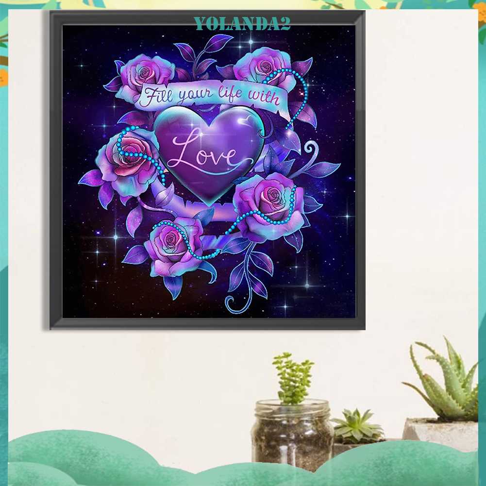 Tranh Đính Đá Kim Cương Toàn Bộ 5D DIY Hình Vẽ Hoa Hồng