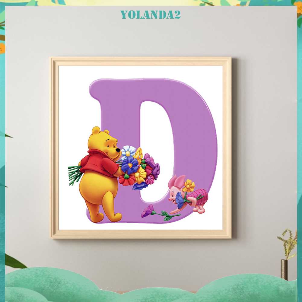 Tranh Đính Đá Kim Cương Toàn Bộ 5D DIY Hình Vẽ Chữ D Winnie Trang Trí Nhà Cửa