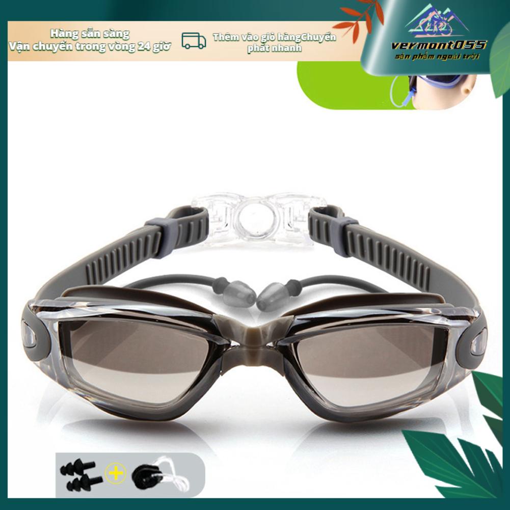 Vermont055 Kính bơi HD Chống sương mù chống nước Khung lớn mạ điện Formen Women