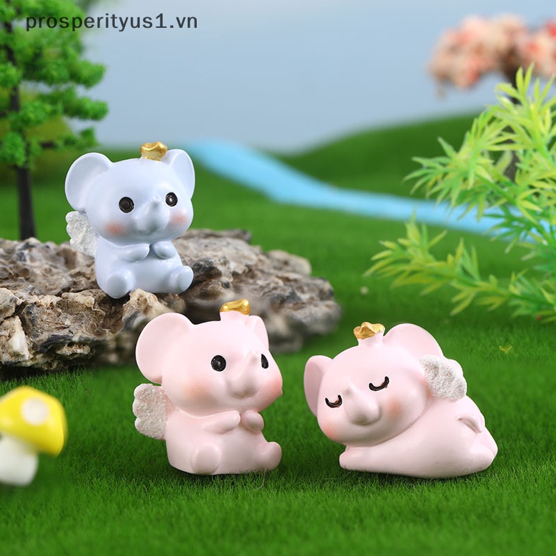 1 Chú Voi Hồng Xanh Dương Đáng Yêu Trang Trí Tiểu Cảnh 1 Cái