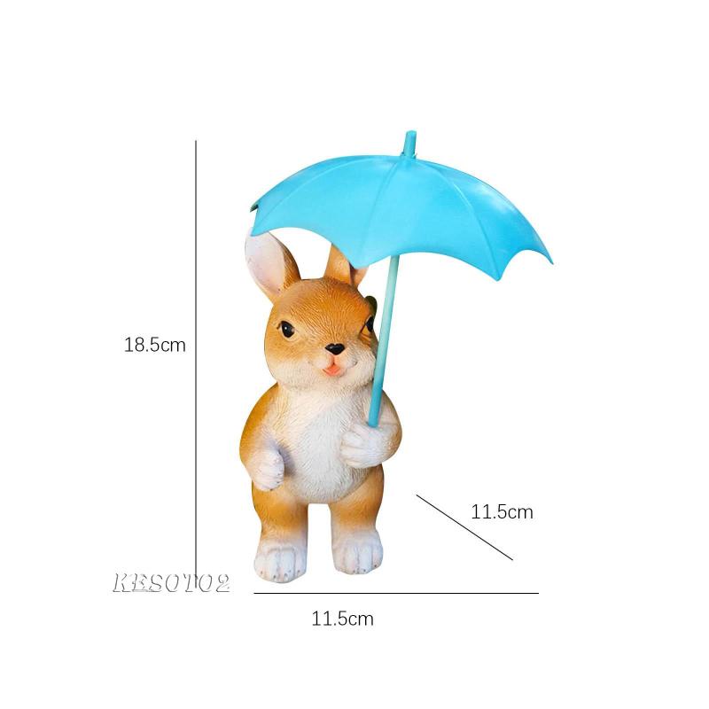 Mô Hình Thỏ Cầm Dù Bằng Nhựa Resin Trang Trí Sân Vườn Kesoto2