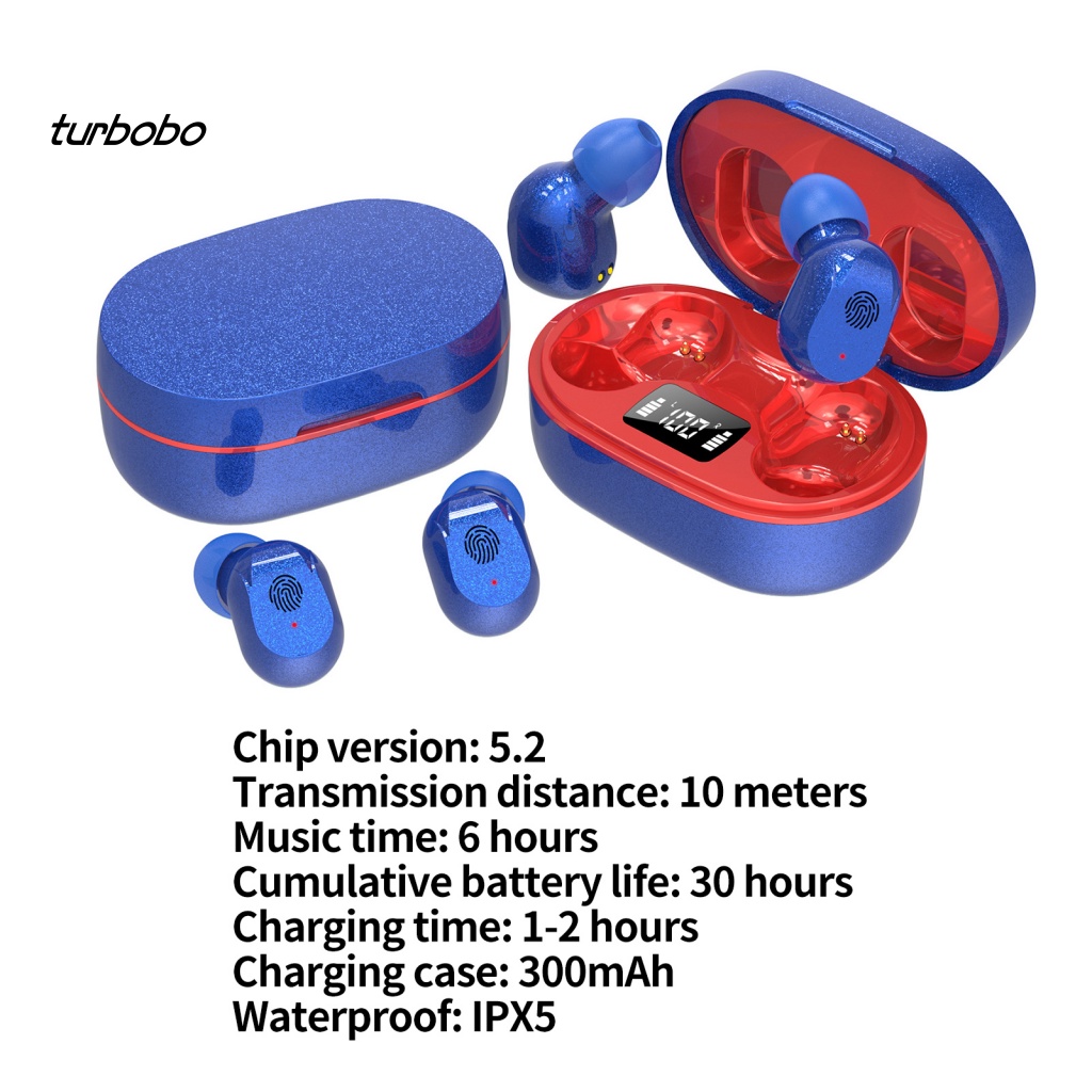 Tai Nghe Thể Thao Không Dây Bluetooth 5.0 Chống Nước IPX5 Màn Hình LED Cảm Ứng Vân Tay Và Phụ Kiện