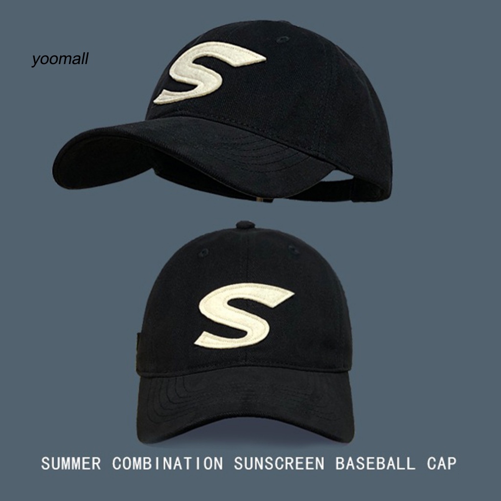 Mũ Lưỡi Trai Màu Trơn Thêu Chữ Phong Cách Hip Hop Thoáng Khí Chống Tia UV Màu Sắc Đơn Giản Dành Cho Nam Và Nữ