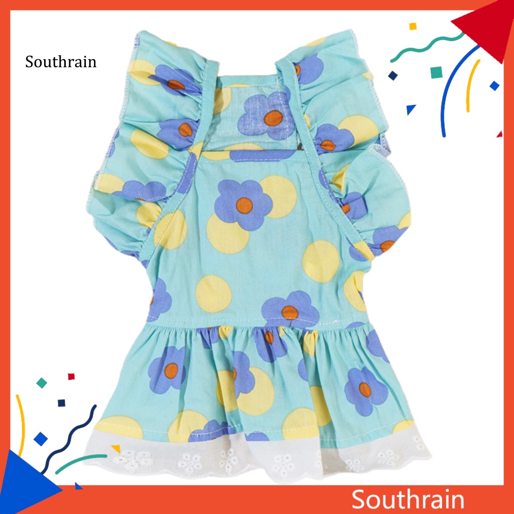 Đầm Công Chúa Bằng Cotton In Hoa Viền Ren Thời Trang Mùa Hè Cho Thú Cưng