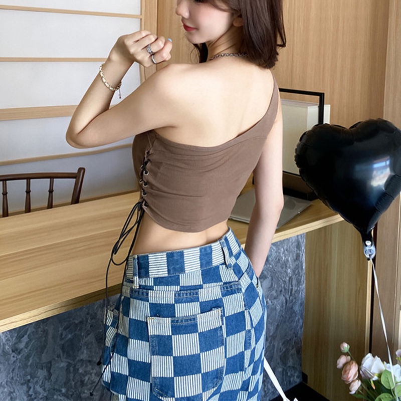 Áo Hai Dây Lệch Vai Có Mút Đệm Quyến Rũ Dành Cho Nữ