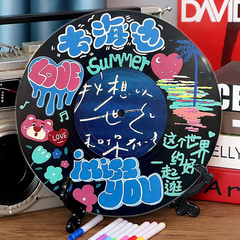 Đĩa Than Vinyl Vẽ Hình Sáng Tạo Trang Trí Bàn Làm Việc / Sinh Nhật DIY