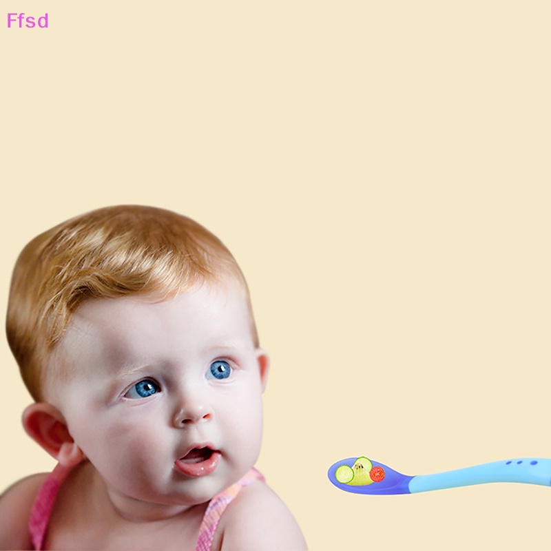 {Ffsd} Set 2 Muỗng Nĩa Silicone Cảm Biến Nhiệt Cho Bé Sơ Sinh * Bán Chạy