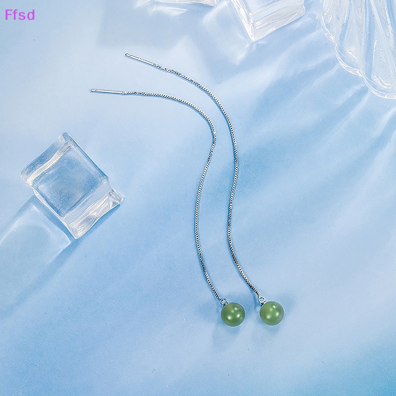 1 Cặp Bông Tai Chuỗi Hạt Tròn 8MM Dành Cho Nữ