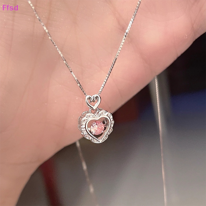 {Ffsd} Vòng cổ Mặt Trái Tim Rỗng Đính Đá Zircon Màu Hồng Thời Trang Hàn Quốc Vintage Dành Cho Nữ Trang Sức Đám Cưới Bán Chạy