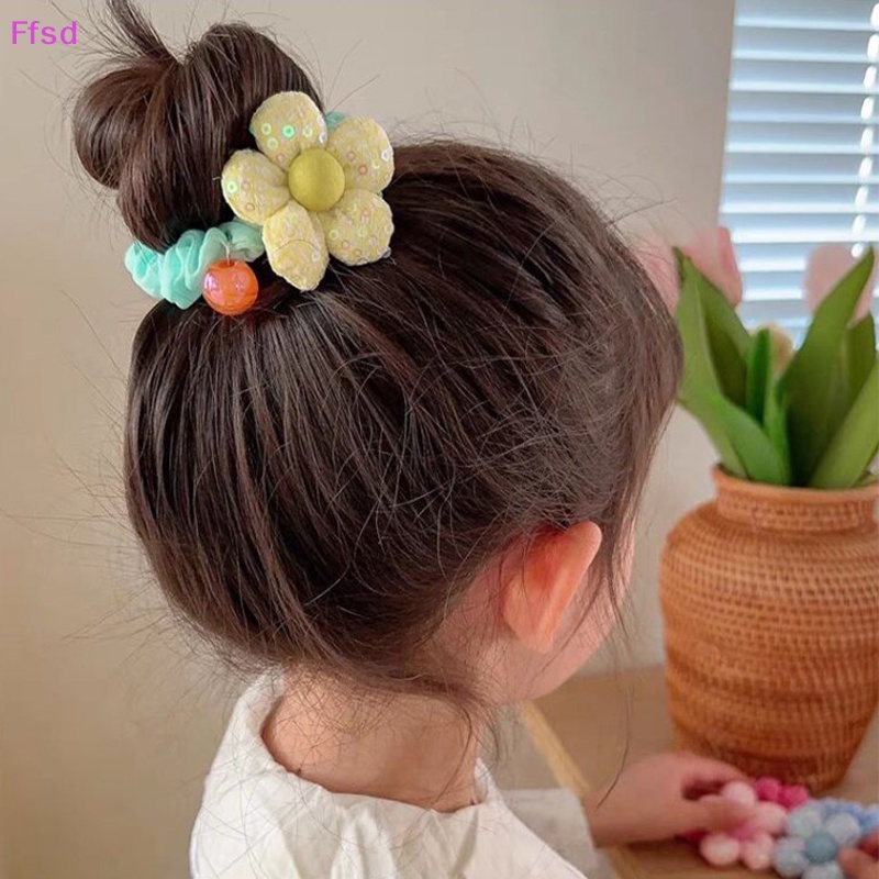 1 Dây Buộc Tóc Đính Hoa Kim Sa Lấp Lánh Dễ Thương Cho Bé Gái