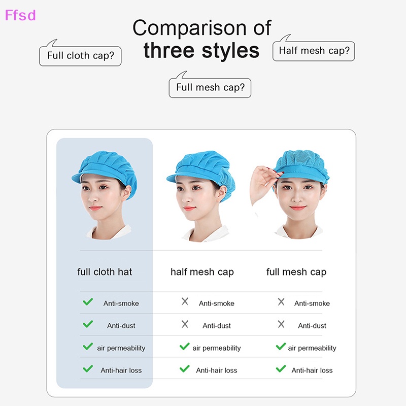 {Ffsd} Hàng Bán Chạy Mũ Đầu Bếp Chống Bụi Làm Việc Nhà Máy Sản Xuất Thực Phẩm Cho Tuổi Teen *