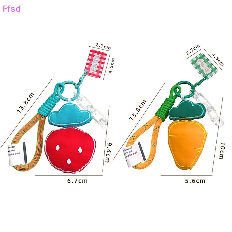 {Ffsd} Dây Vải Mềm Móc Chìa Khóa / Túi Xách Trang Trí Hình Trái Dâu / Cà Rốt Dễ Thương