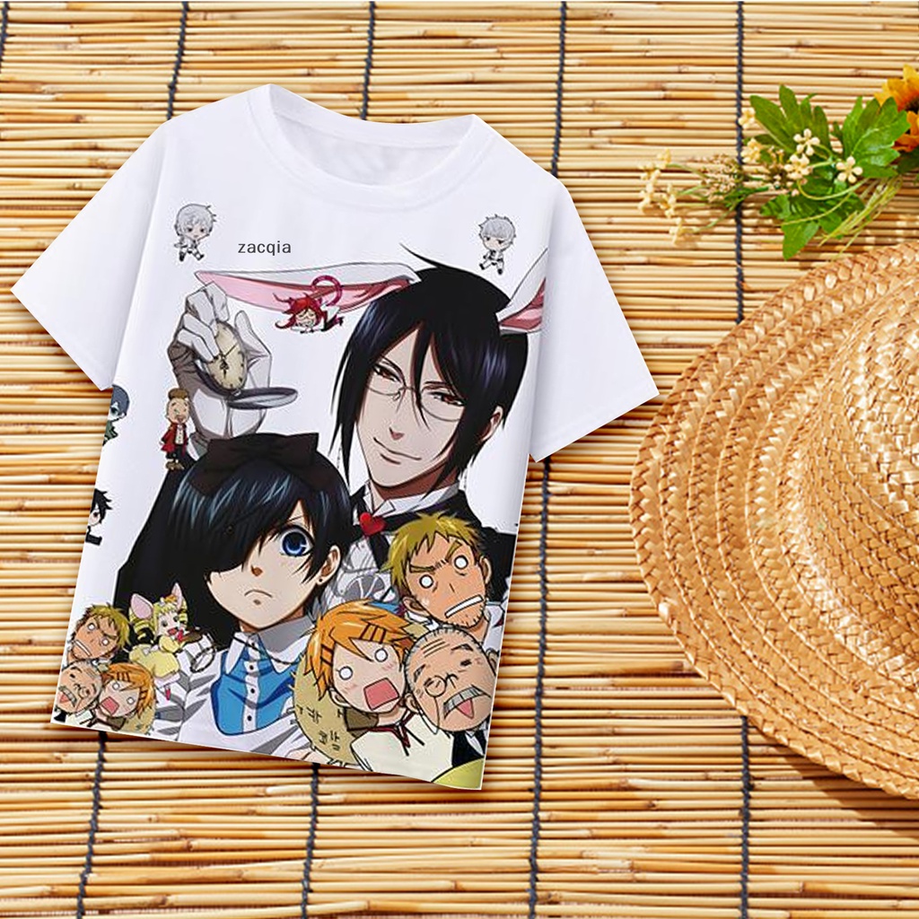 Áo Thun Đen Tay Ngắn Cổ Tròn In Hình Hắc Quản Gia 3D Vn VN VN