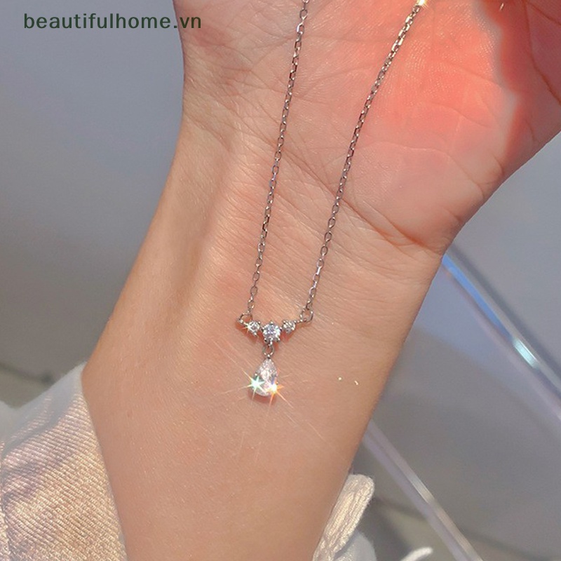 [beautifulhome] Vòng cổ Mặt Hình Giọt Nước Đính Đá Nhỏ Đơn Giản Thời Trang Dành Cho Nữ Làm Quà Cưới [beauty]