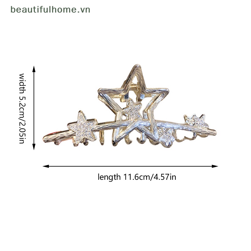 Kẹp Móng Vuốt Đính Đá Pha Lê Màu Bạc Hình Ngôi Sao Màu Sắc Đẹp Mắt Cho Nữ [beauty]