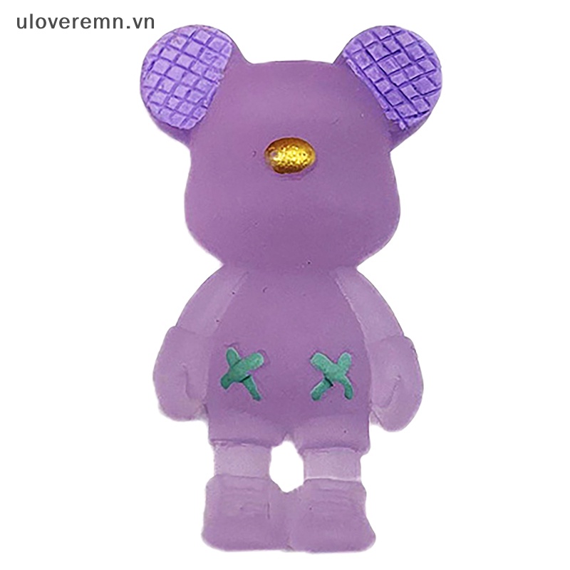 Kẹp Tóc Hình Gấu Hoạt Hình Màu Dạ Quang Bằng Nhựa Resin DIY