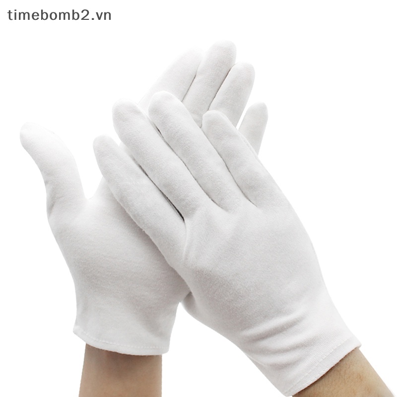 1 Đôi Găng Tay Cotton Màu Trắng Thấm Hút Mồ Hôi Dành Cho Nam Nữ