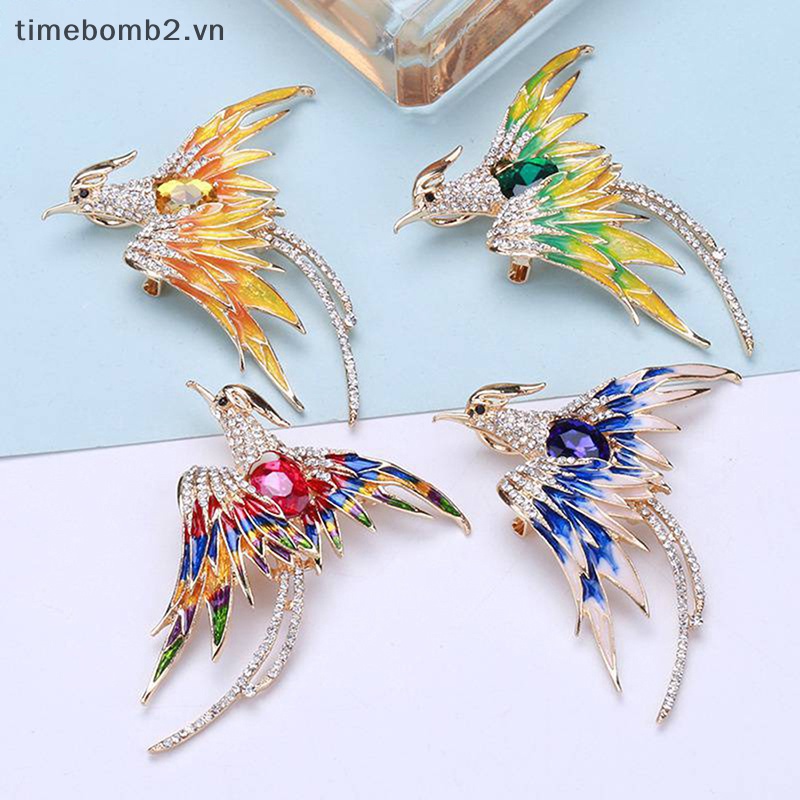 Ghim Cài Áo Hình Chim Phượng Hoàng Đính Pha Lê Thời Trang Cho Nữ