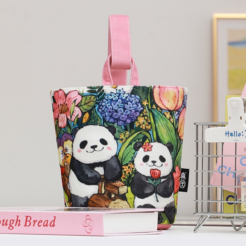 Túi Xách Canvas Họa Tiết Gấu Trúc Hoạt Hình Dễ Thương