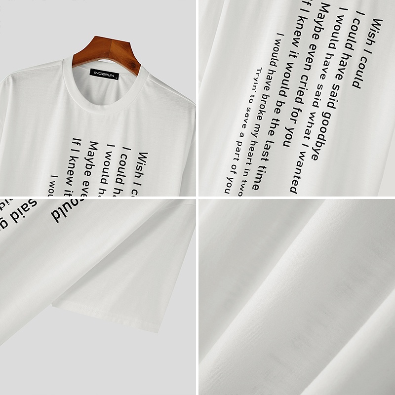 INCERUN Áo Thun Tay Ngắn In Chữ