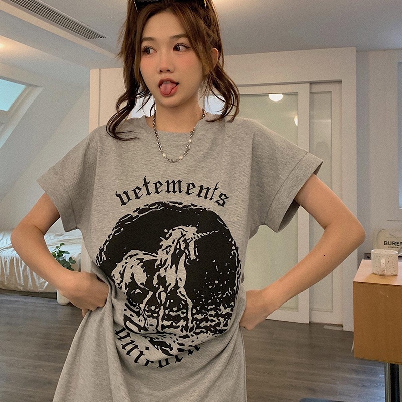 Đầm Midi Tay Ngắn Dáng Rộng Phong Cách Hàn Quốc Thời Trang Cho Nữ