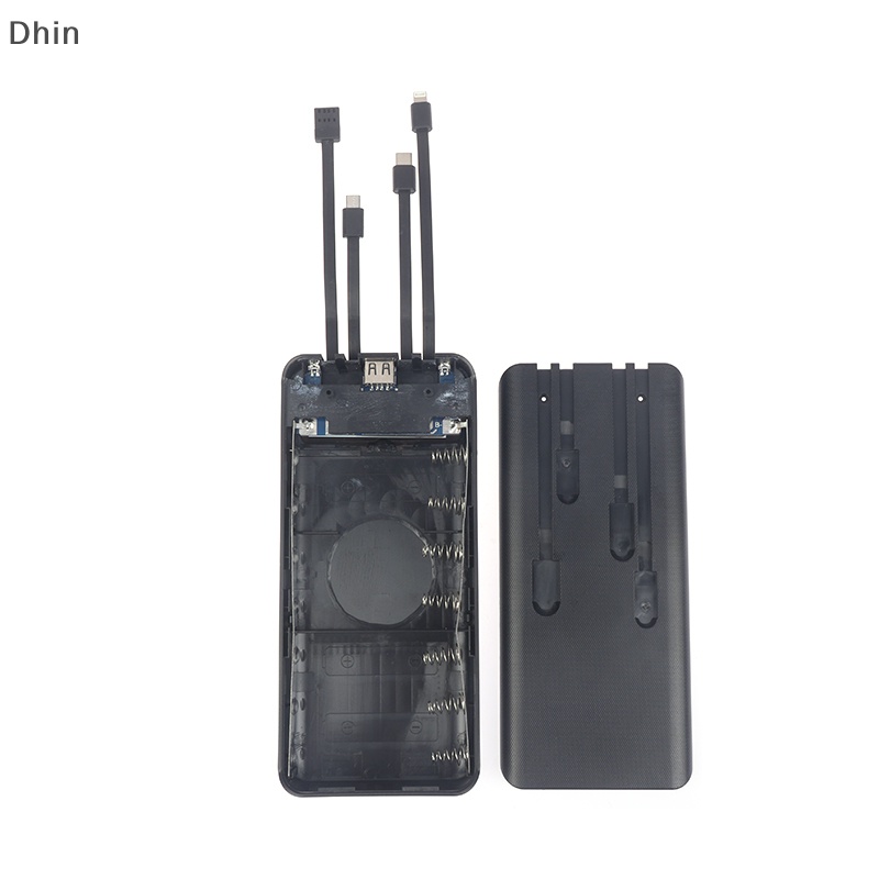 Set 7 Hộp DIY Đi Kèm 4 Dây Điện 18650 Case 5V 2.1A Màn Hình LCD Kỹ Thuật Số Có Đèn Pin Cho IP Xiaomi Huawei