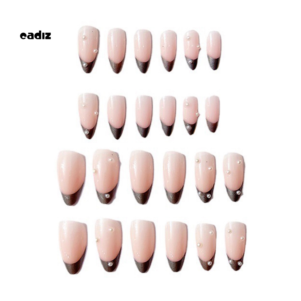 1 Bộ Móng Tay Giả Bằng Nhựa Siêu Mỏng Đính Ngọc Trai Nhân Tạo Che Phủ Toàn Diện Tháo Rời Được