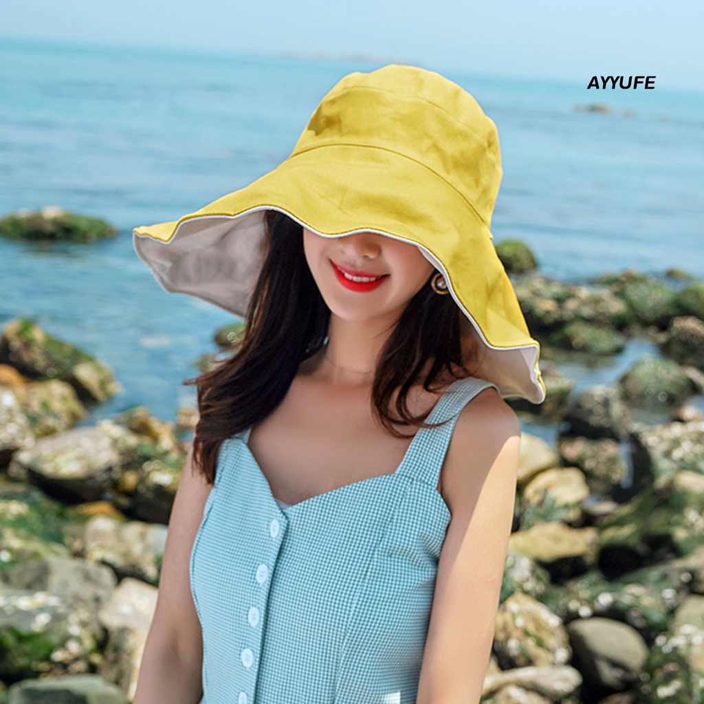 Mũ Tai Bèo Hai Lớp Màu Tương Phản Thời Trang Mùa Hè Cho Nữ