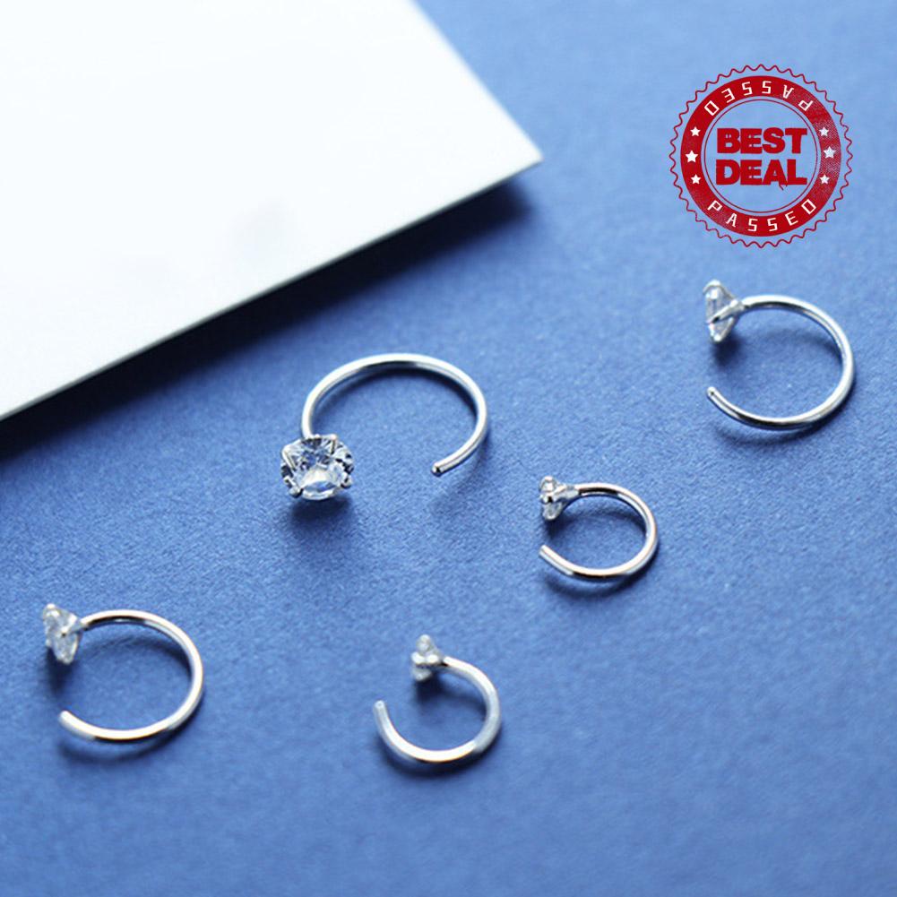 Khuyên Tai Thép Đính Đá Zircon K3G1 Thiết Kế Đơn Giản Thời Trang Cho Nữ